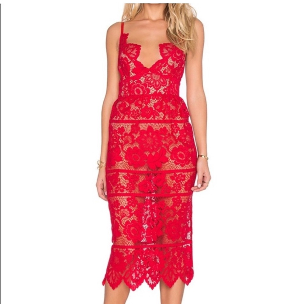 For Love and Lemons Red Lace Dress, XS, Retail $285, Worn Once/perfect condition